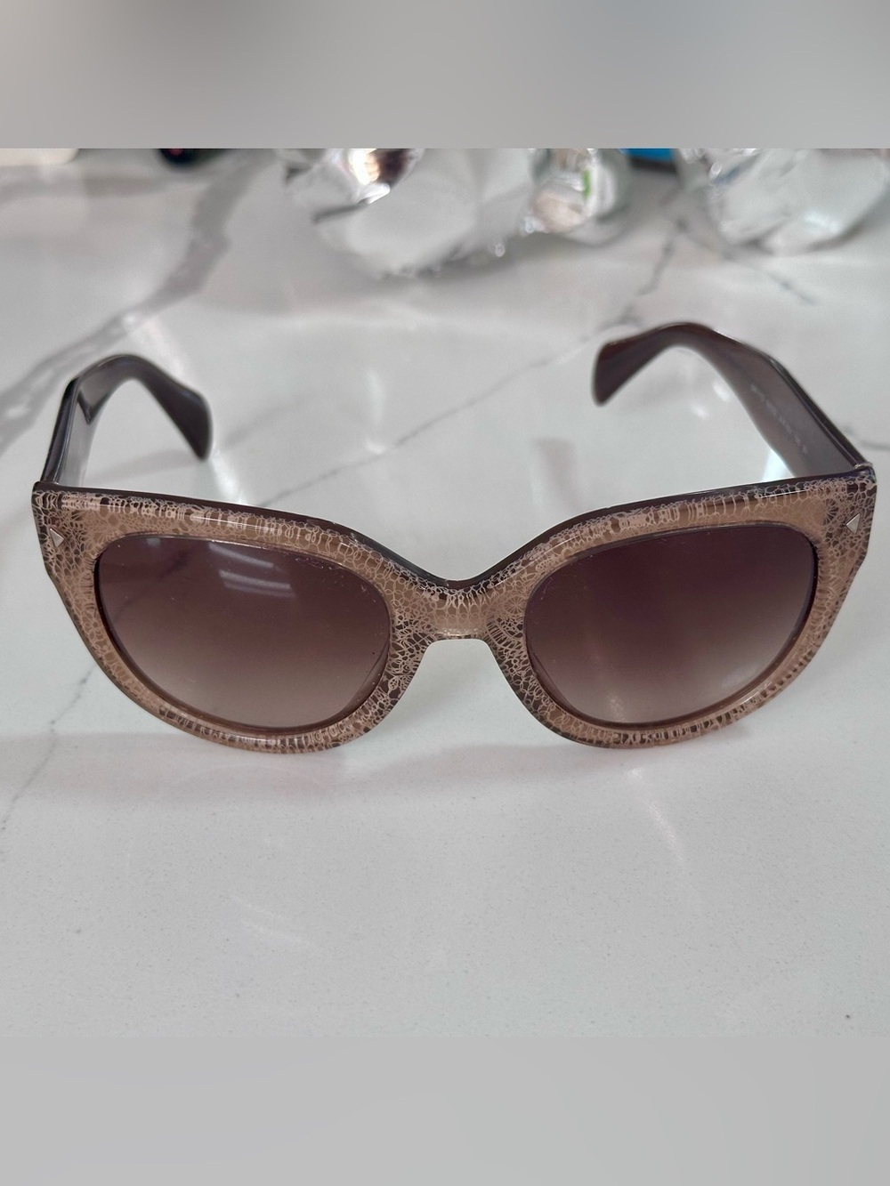 Prada Brown Patterned Cat-Eye Sunglasses